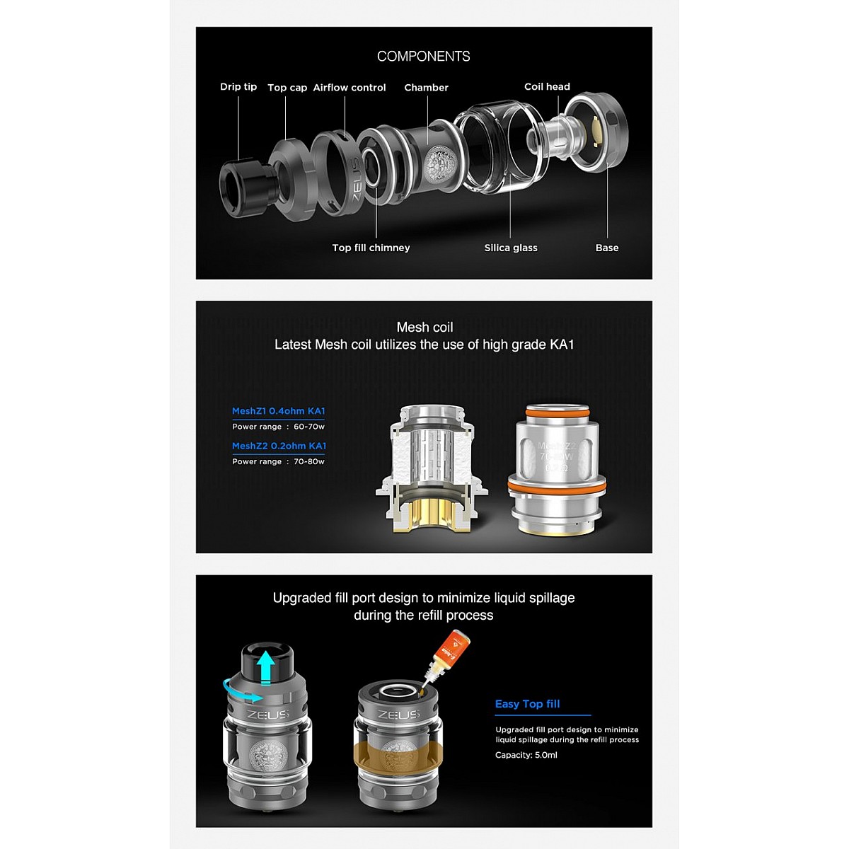GeekVape - Zeus Sub Ohm Hazır Coilli 5 ml Elektronik Sigara Atomizer