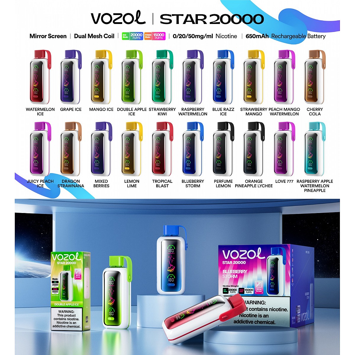 Vozol Star 20000 Puff Tek Kullanımlık Elektronik Sigara